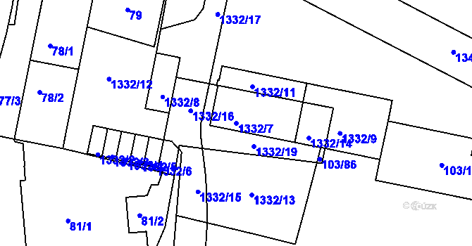 Parcela st. 1332/7 v KÚ Sedlčany, Katastrální mapa