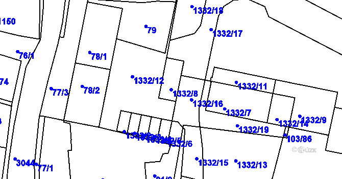 Parcela st. 1332/8 v KÚ Sedlčany, Katastrální mapa