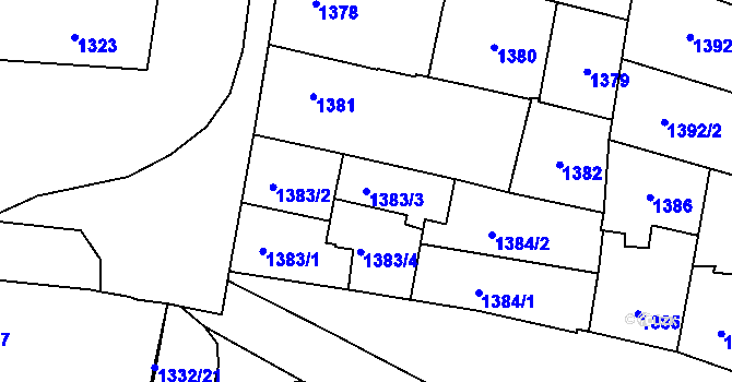 Parcela st. 1383/3 v KÚ Sedlčany, Katastrální mapa