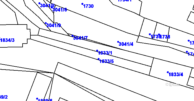 Parcela st. 1833/1 v KÚ Sedlčany, Katastrální mapa