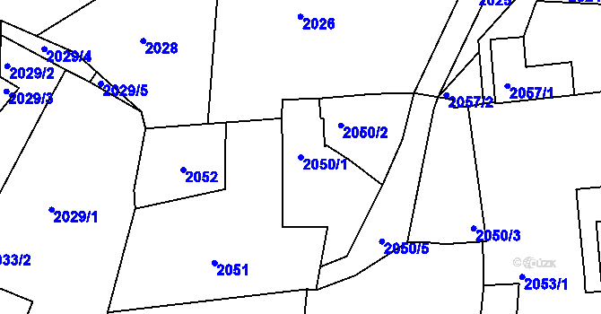 Parcela st. 2050/1 v KÚ Sedlčany, Katastrální mapa