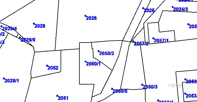Parcela st. 2050/2 v KÚ Sedlčany, Katastrální mapa