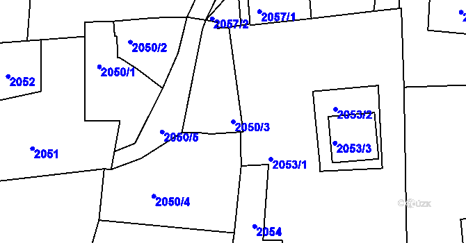 Parcela st. 2050/3 v KÚ Sedlčany, Katastrální mapa