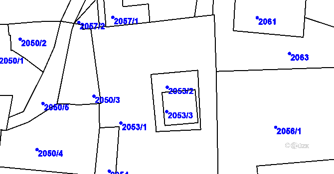 Parcela st. 2053/2 v KÚ Sedlčany, Katastrální mapa