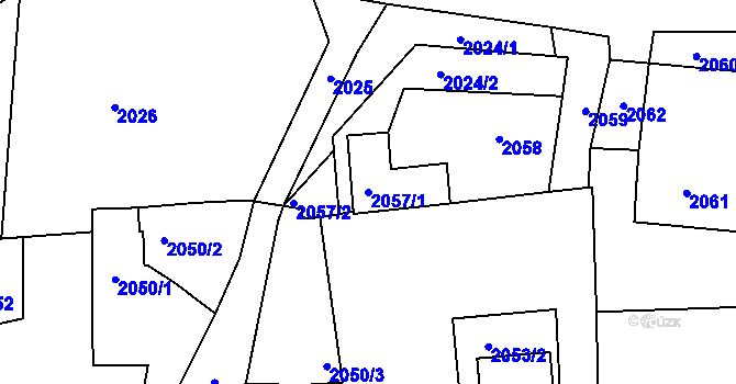 Parcela st. 2057/1 v KÚ Sedlčany, Katastrální mapa
