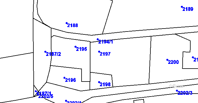 Parcela st. 2197 v KÚ Sedlčany, Katastrální mapa