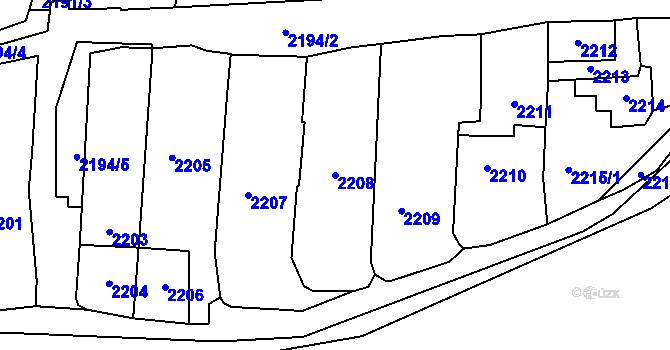 Parcela st. 2208 v KÚ Sedlčany, Katastrální mapa