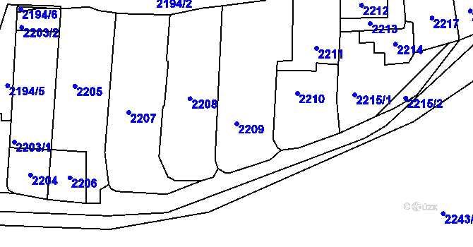 Parcela st. 2209 v KÚ Sedlčany, Katastrální mapa