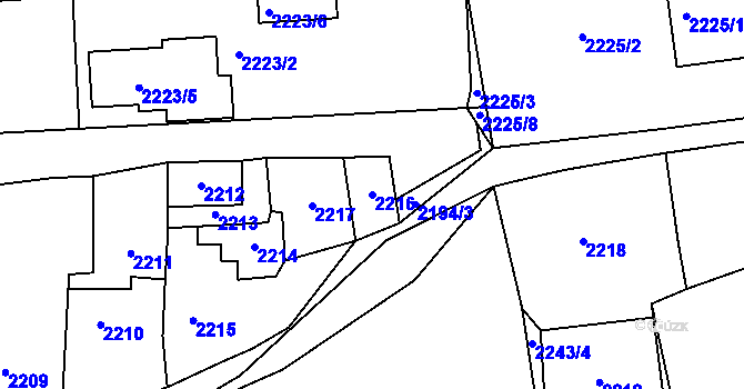 Parcela st. 2216 v KÚ Sedlčany, Katastrální mapa