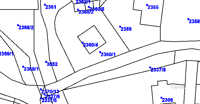 Parcela st. 2360/1 v KÚ Sedlčany, Katastrální mapa