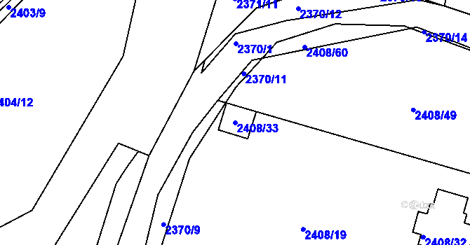 Parcela st. 2408/33 v KÚ Sedlčany, Katastrální mapa