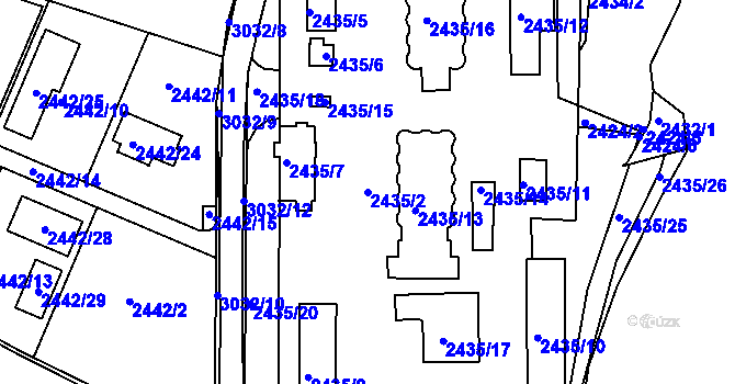 Parcela st. 2435/2 v KÚ Sedlčany, Katastrální mapa