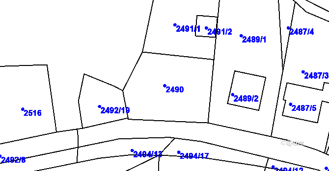 Parcela st. 2490 v KÚ Sedlčany, Katastrální mapa