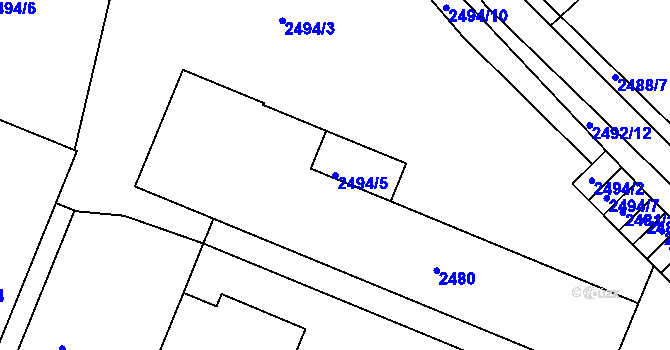 Parcela st. 2494/5 v KÚ Sedlčany, Katastrální mapa
