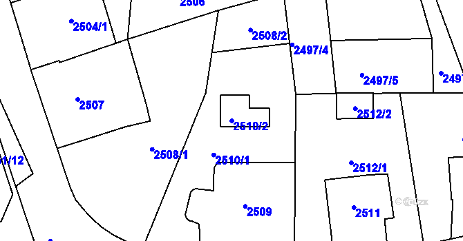 Parcela st. 2510/2 v KÚ Sedlčany, Katastrální mapa