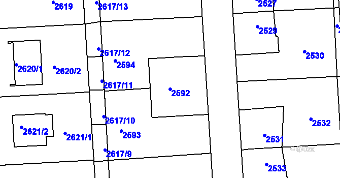 Parcela st. 2592 v KÚ Sedlčany, Katastrální mapa