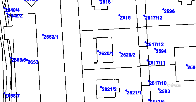 Parcela st. 2620/1 v KÚ Sedlčany, Katastrální mapa
