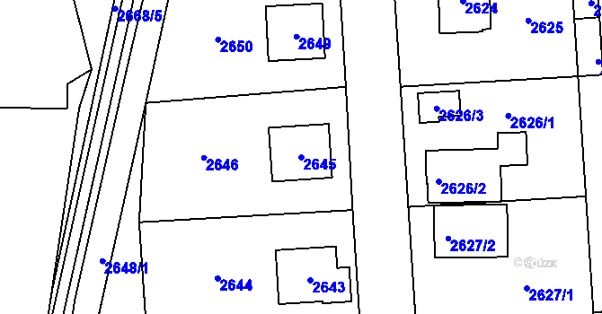 Parcela st. 2645 v KÚ Sedlčany, Katastrální mapa