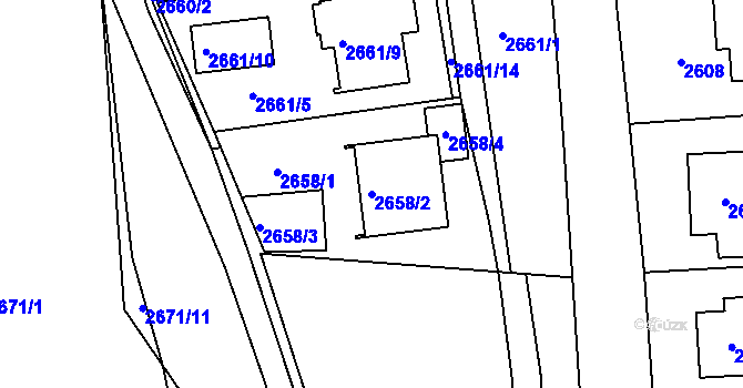 Parcela st. 2658/2 v KÚ Sedlčany, Katastrální mapa