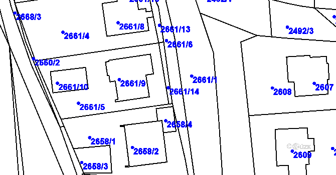 Parcela st. 2661/14 v KÚ Sedlčany, Katastrální mapa