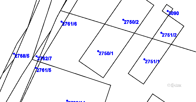 Parcela st. 2750/1 v KÚ Sedlčany, Katastrální mapa
