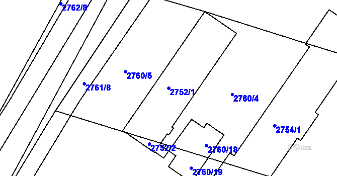 Parcela st. 2752/1 v KÚ Sedlčany, Katastrální mapa