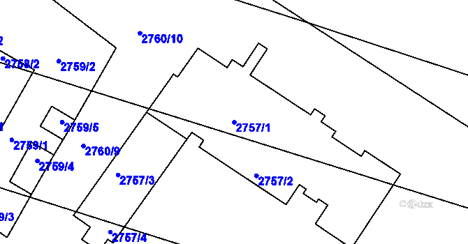 Parcela st. 2757/1 v KÚ Sedlčany, Katastrální mapa