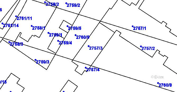 Parcela st. 2757/3 v KÚ Sedlčany, Katastrální mapa