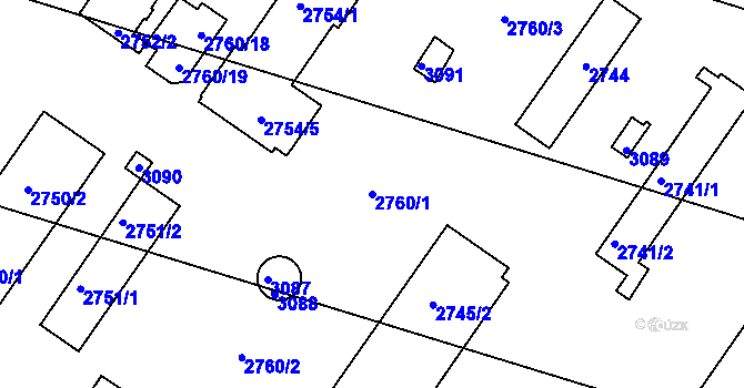 Parcela st. 2760/1 v KÚ Sedlčany, Katastrální mapa