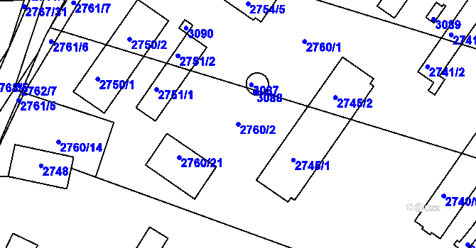Parcela st. 2760/2 v KÚ Sedlčany, Katastrální mapa