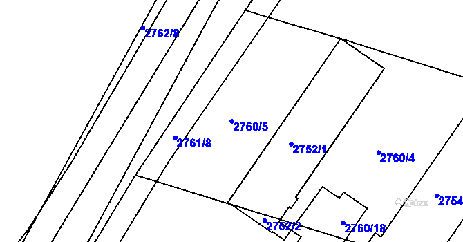 Parcela st. 2760/5 v KÚ Sedlčany, Katastrální mapa
