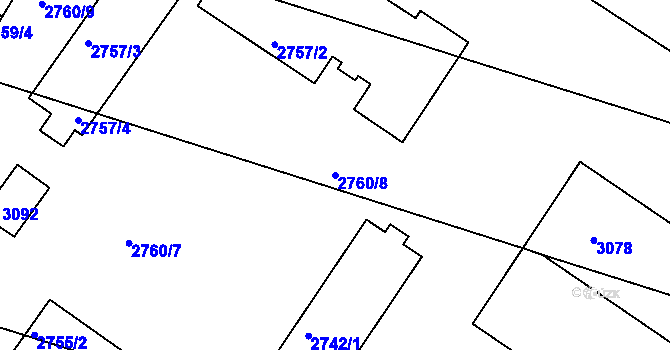 Parcela st. 2760/8 v KÚ Sedlčany, Katastrální mapa
