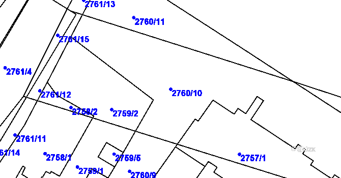 Parcela st. 2760/10 v KÚ Sedlčany, Katastrální mapa
