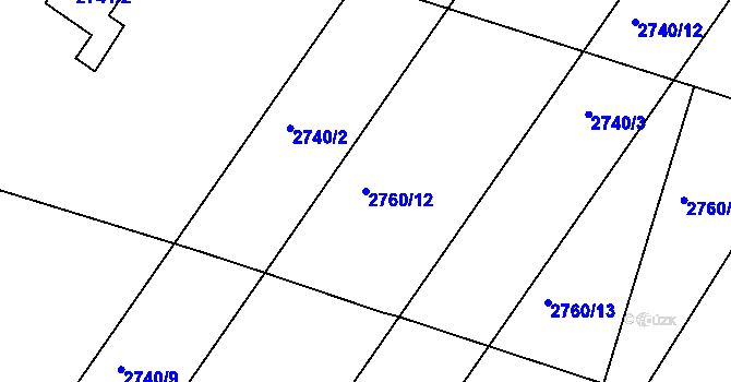 Parcela st. 2760/12 v KÚ Sedlčany, Katastrální mapa