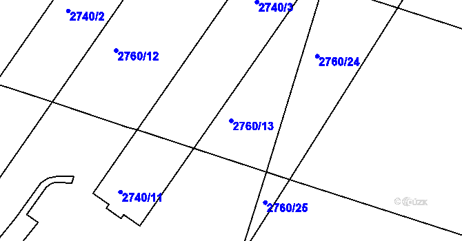 Parcela st. 2760/13 v KÚ Sedlčany, Katastrální mapa
