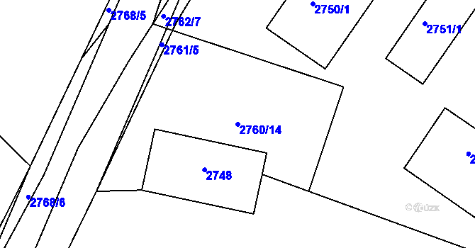 Parcela st. 2760/14 v KÚ Sedlčany, Katastrální mapa