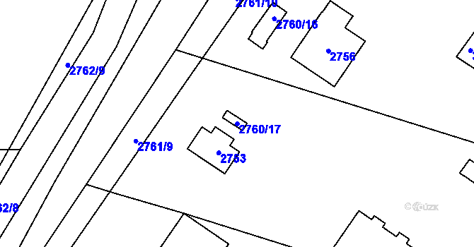 Parcela st. 2760/17 v KÚ Sedlčany, Katastrální mapa