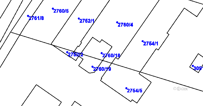 Parcela st. 2760/18 v KÚ Sedlčany, Katastrální mapa