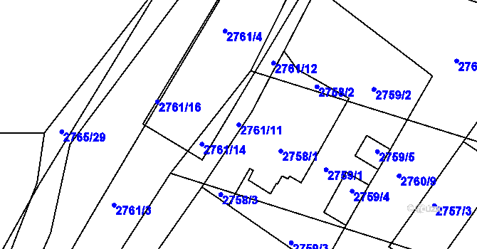 Parcela st. 2761/11 v KÚ Sedlčany, Katastrální mapa