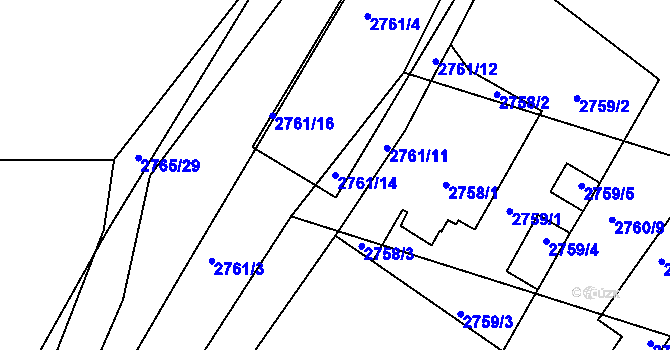 Parcela st. 2761/14 v KÚ Sedlčany, Katastrální mapa