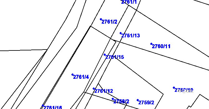 Parcela st. 2761/15 v KÚ Sedlčany, Katastrální mapa