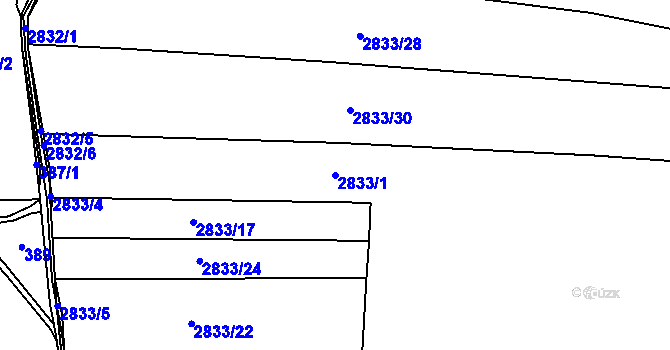 Parcela st. 2833/1 v KÚ Sedlčany, Katastrální mapa