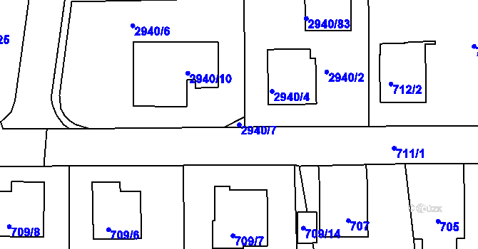 Parcela st. 2940/7 v KÚ Sedlčany, Katastrální mapa