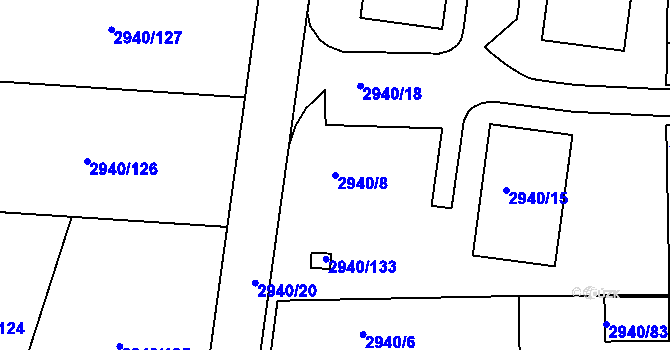Parcela st. 2940/8 v KÚ Sedlčany, Katastrální mapa