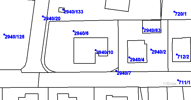 Parcela st. 2940/10 v KÚ Sedlčany, Katastrální mapa