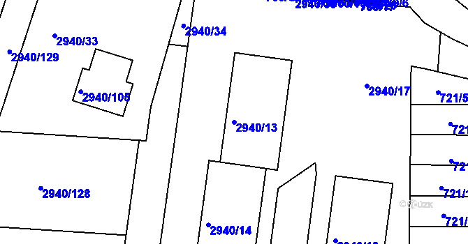 Parcela st. 2940/13 v KÚ Sedlčany, Katastrální mapa
