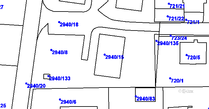 Parcela st. 2940/15 v KÚ Sedlčany, Katastrální mapa