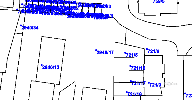 Parcela st. 2940/17 v KÚ Sedlčany, Katastrální mapa