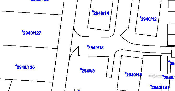Parcela st. 2940/18 v KÚ Sedlčany, Katastrální mapa