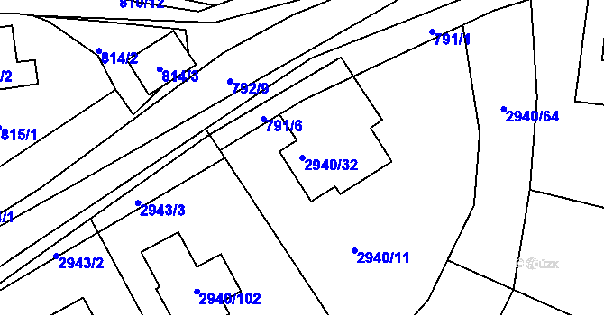 Parcela st. 2940/32 v KÚ Sedlčany, Katastrální mapa
